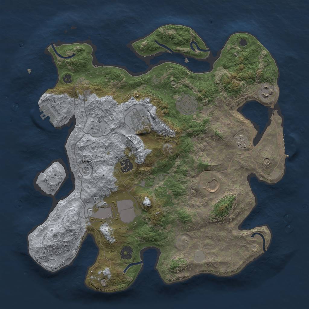Rust Map: Procedural Map, Size: 3500, Seed: 178372610, 14 Monuments