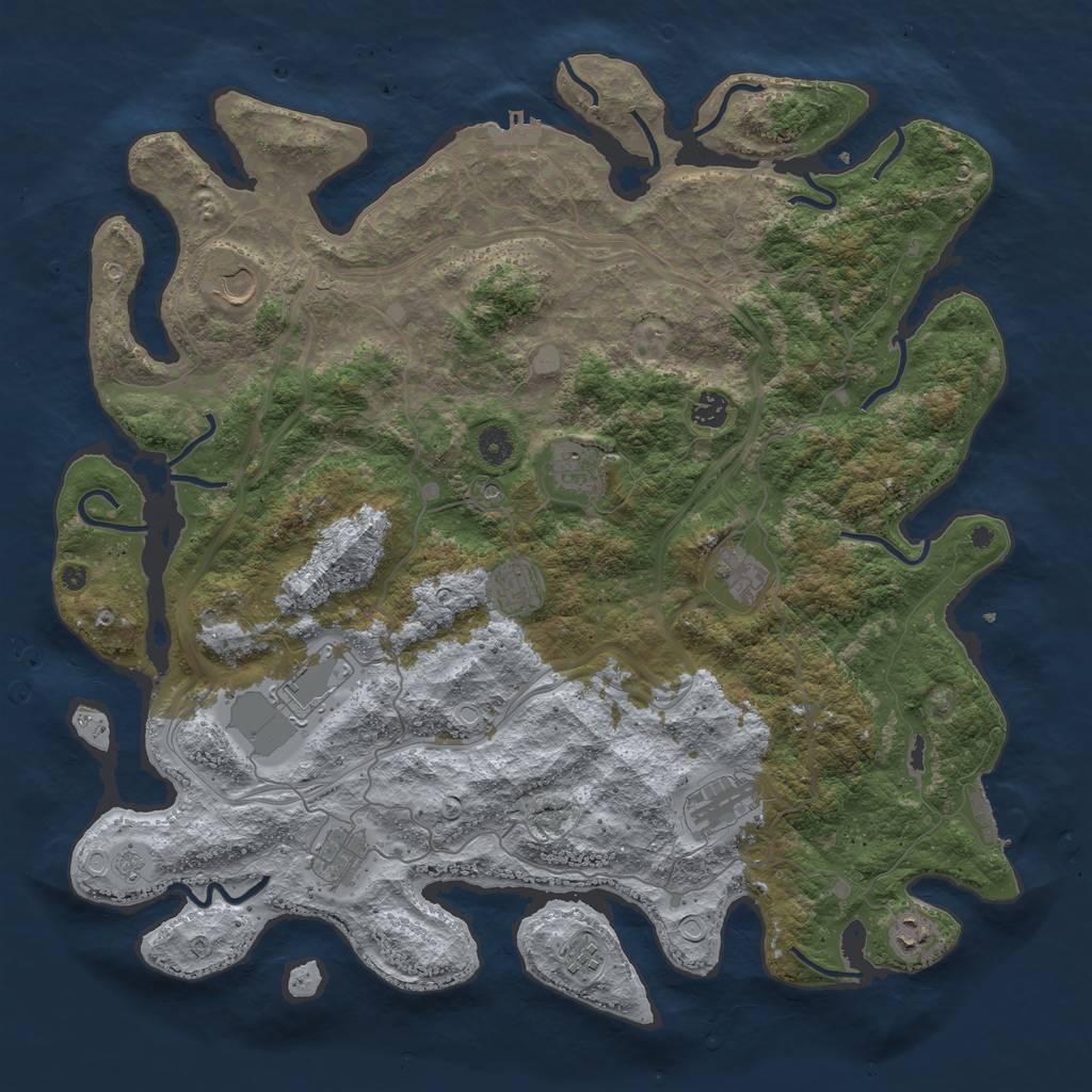 Rust Map: Procedural Map, Size: 4500, Seed: 964338293, 17 Monuments