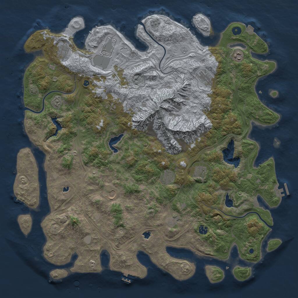 Rust Map: Procedural Map, Size: 5000, Seed: 421, 17 Monuments