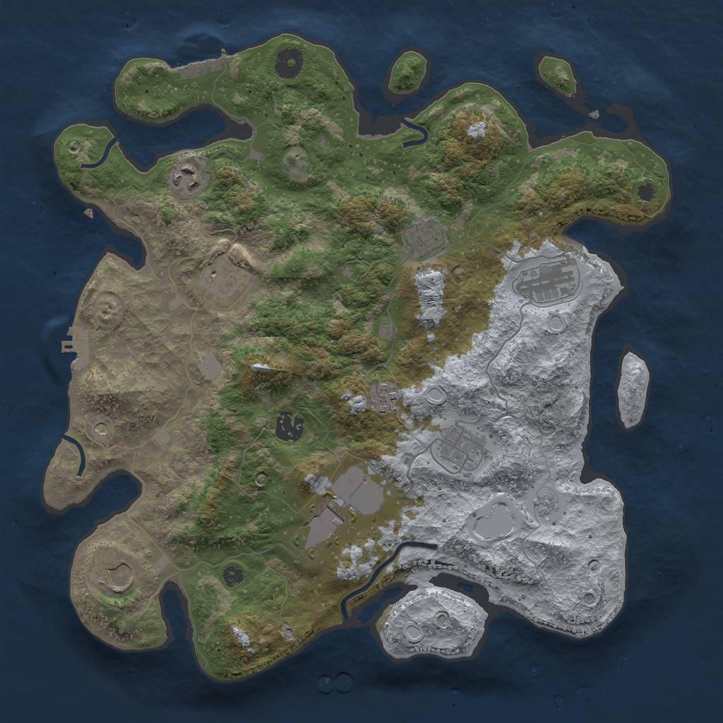 Rust Map: Procedural Map, Size: 3700, Seed: 1957198150, 16 Monuments