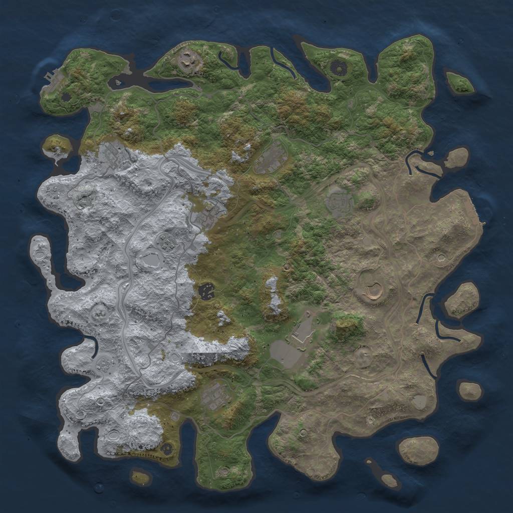 Rust Map: Procedural Map, Size: 4500, Seed: 807030686, 17 Monuments