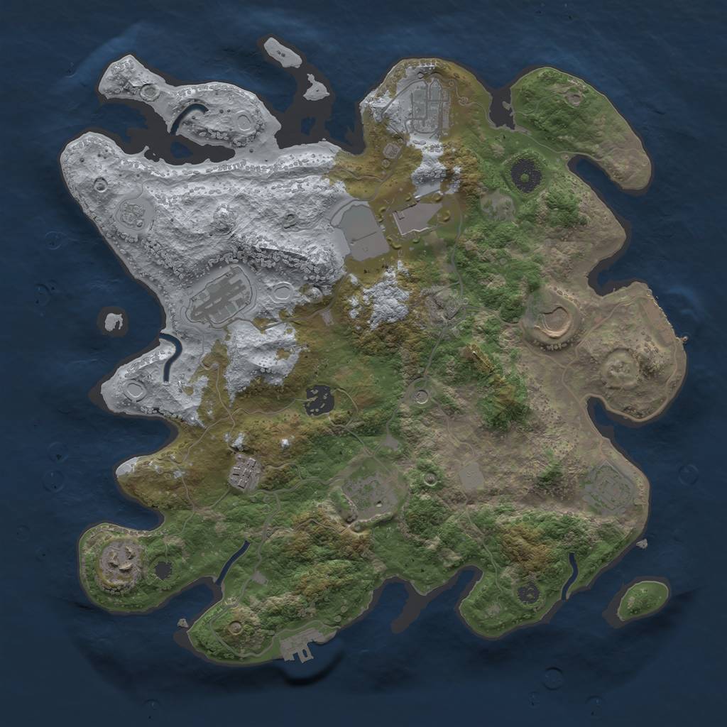 Rust Map: Procedural Map, Size: 3500, Seed: 851617074, 16 Monuments