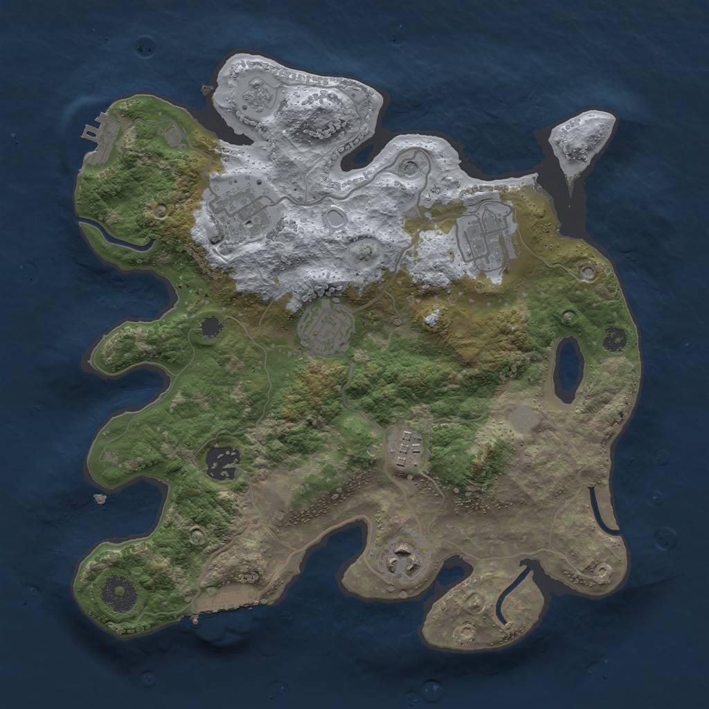 Rust Map: Procedural Map, Size: 3000, Seed: 343308823, 13 Monuments