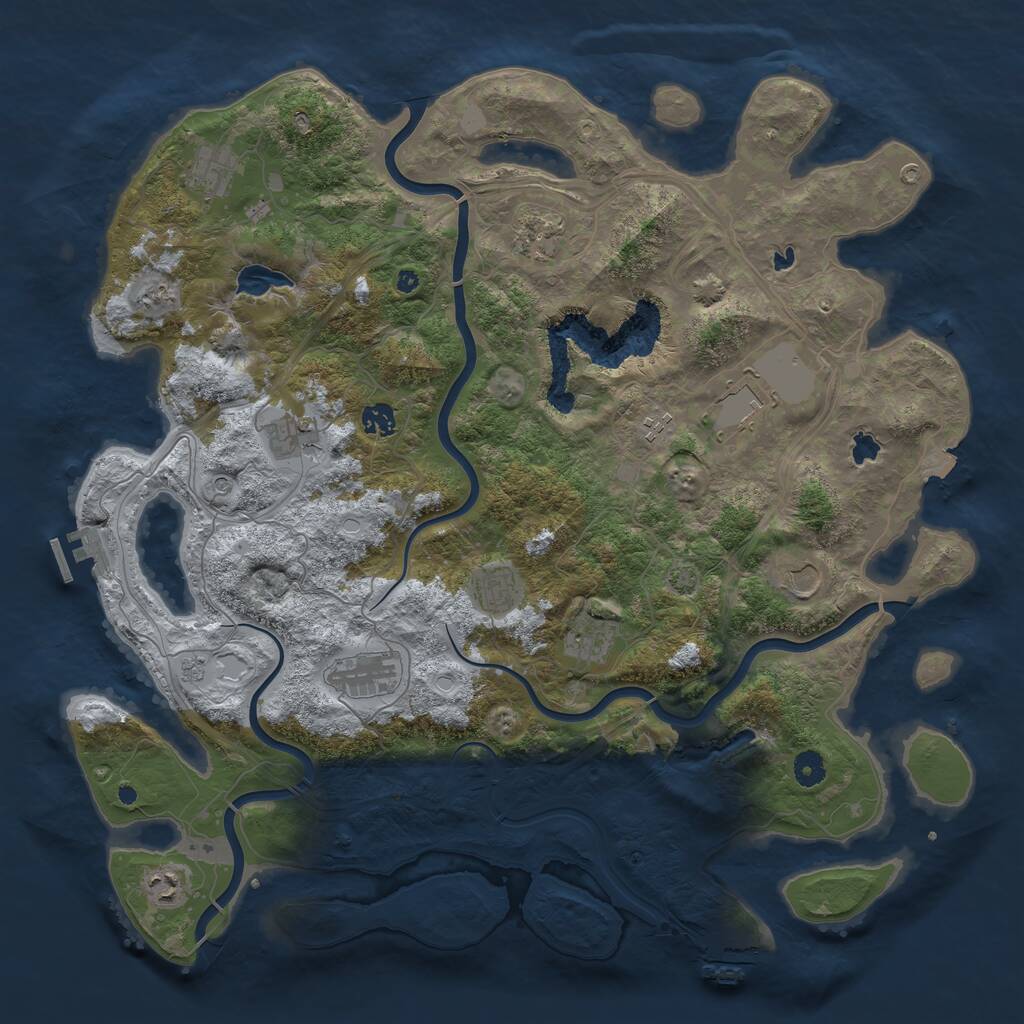 Rust Map: Procedural Map, Size: 4500, Seed: 1474391308, 17 Monuments