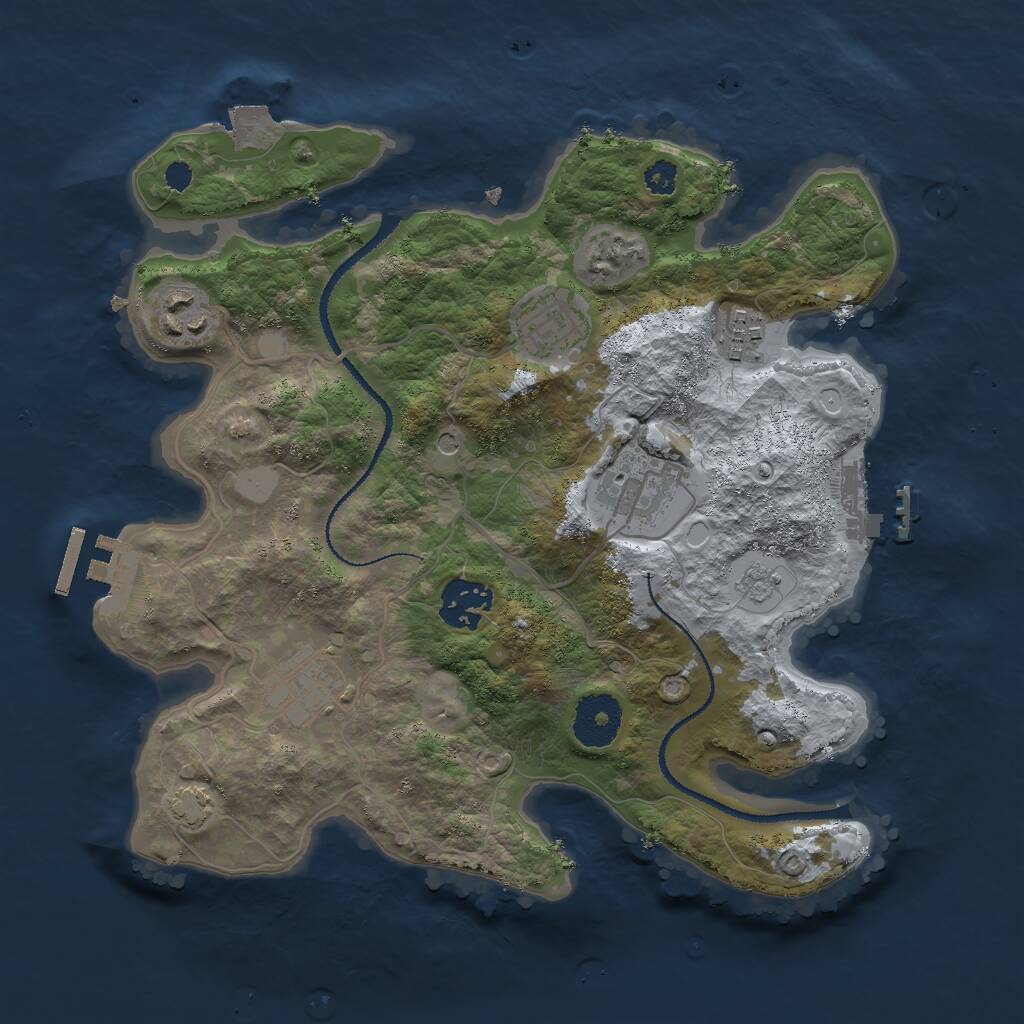 Rust Map: Procedural Map, Size: 3000, Seed: 141285, 12 Monuments