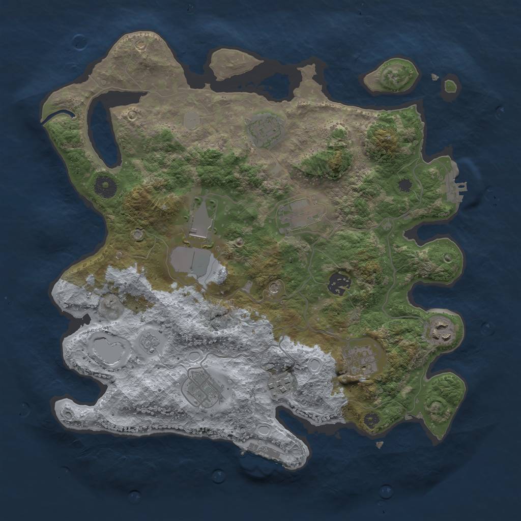 Rust Map: Procedural Map, Size: 3500, Seed: 3733684, 15 Monuments