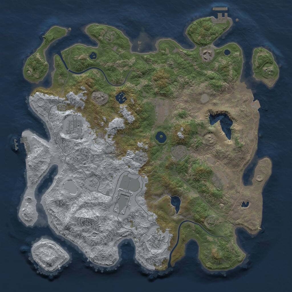 Rust Map: Procedural Map, Size: 4000, Seed: 2037467850, 14 Monuments