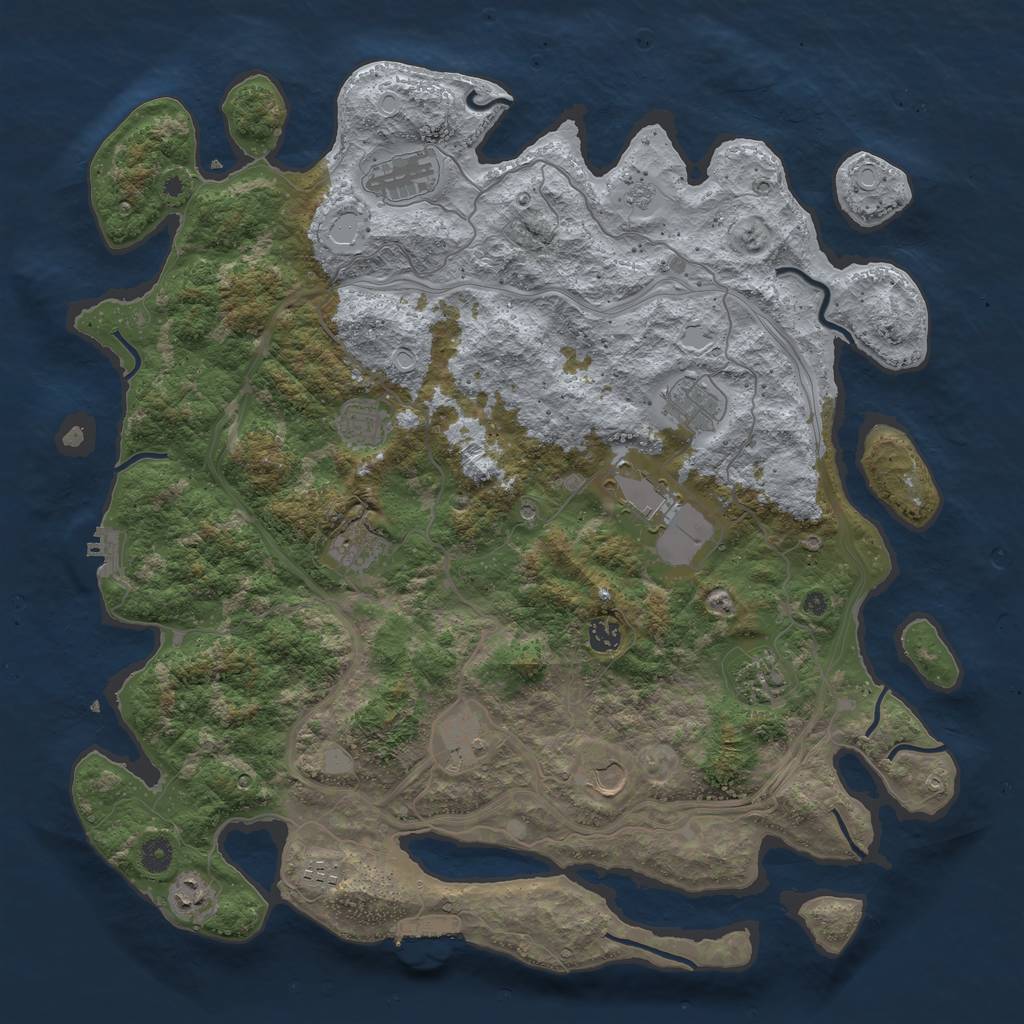 Rust Map: Procedural Map, Size: 4501, Seed: 2141232525, 18 Monuments
