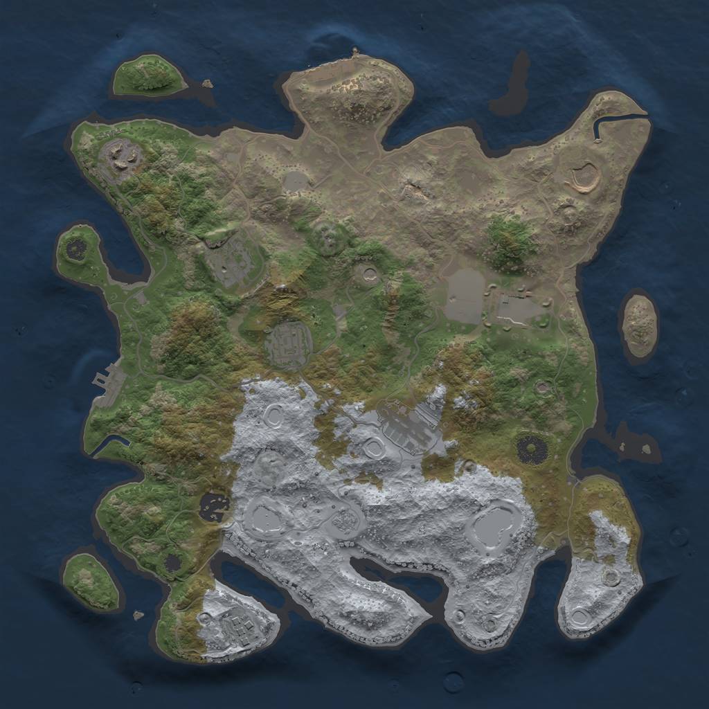 Rust Map: Procedural Map, Size: 3500, Seed: 1723595404, 15 Monuments