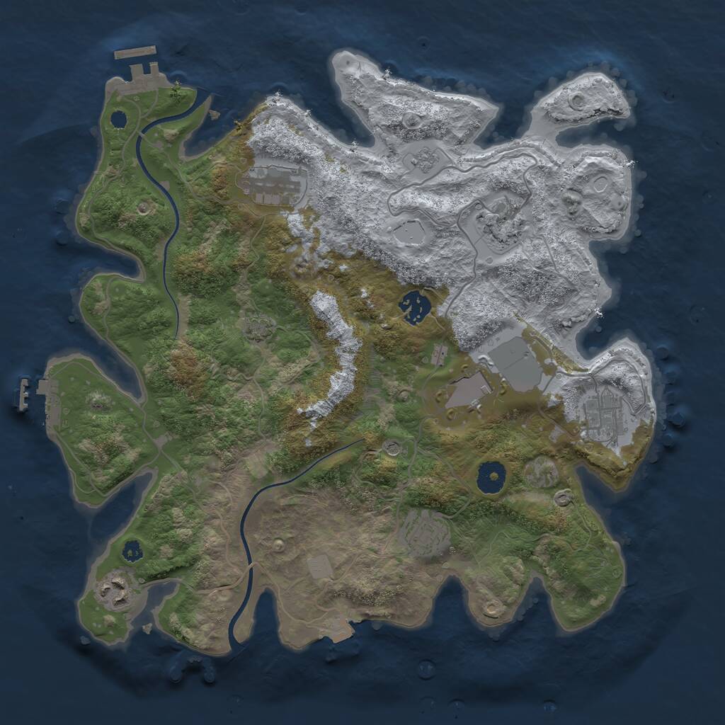 Rust Map: Procedural Map, Size: 3500, Seed: 1956157803, 13 Monuments