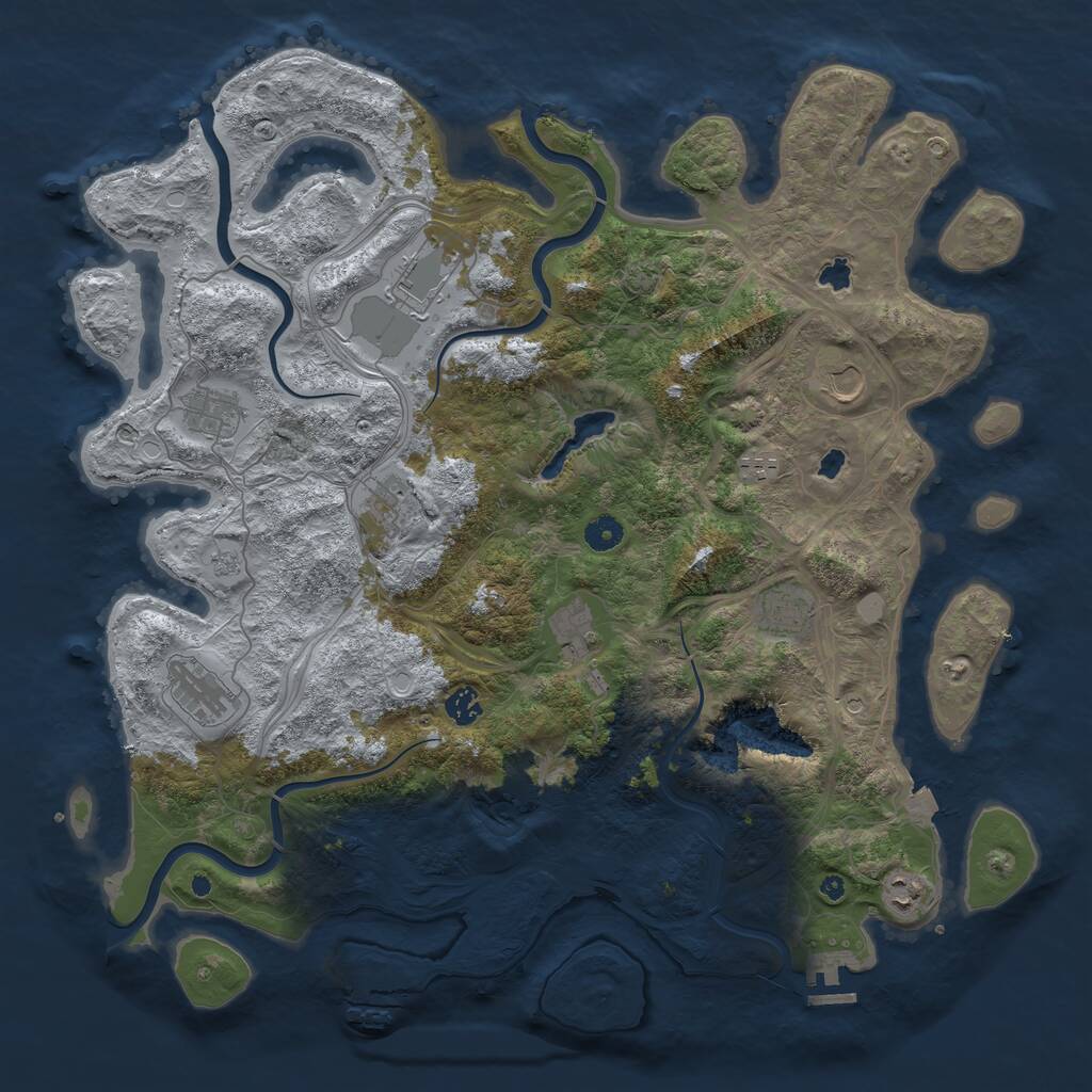 Rust Map: Procedural Map, Size: 4500, Seed: 1320461565, 16 Monuments