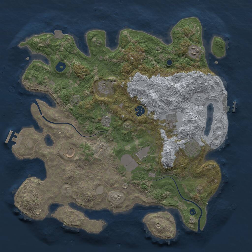 Rust Map: Procedural Map, Size: 3800, Seed: 1469427921, 14 Monuments