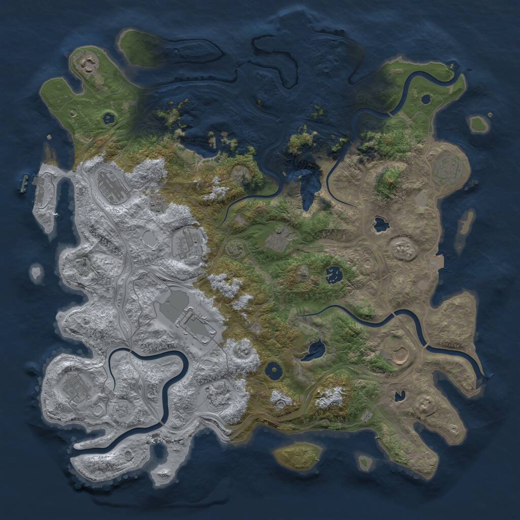 Rust Map: Procedural Map, Size: 4500, Seed: 304985373, 17 Monuments