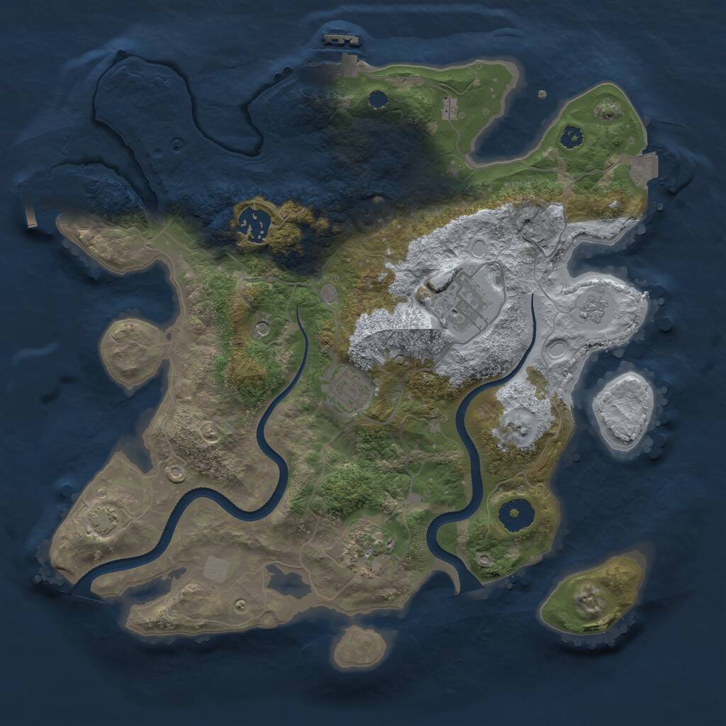 Rust Map: Procedural Map, Size: 3250, Seed: 1058162209, 10 Monuments