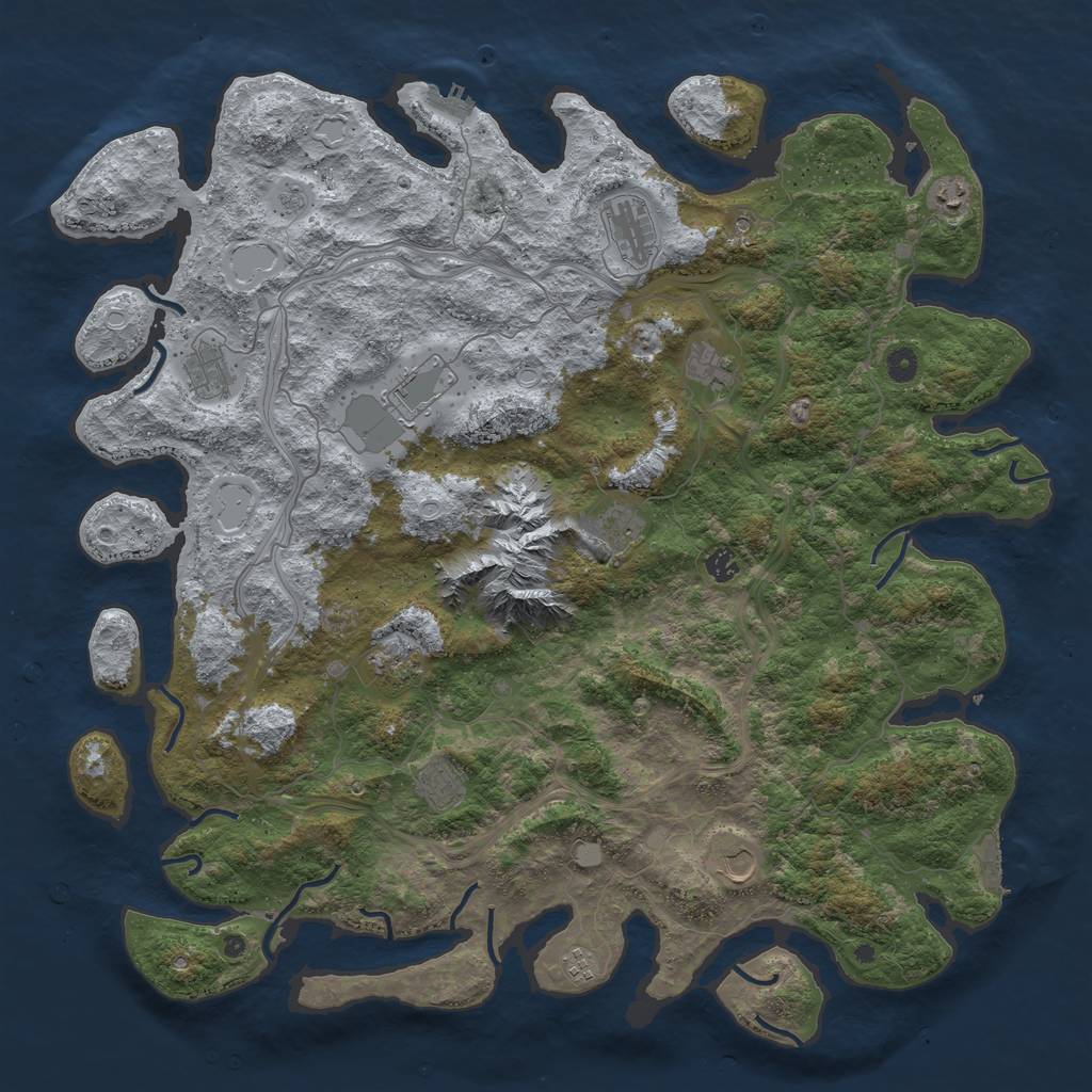 Rust Map: Procedural Map, Size: 5000, Seed: 55283270, 18 Monuments