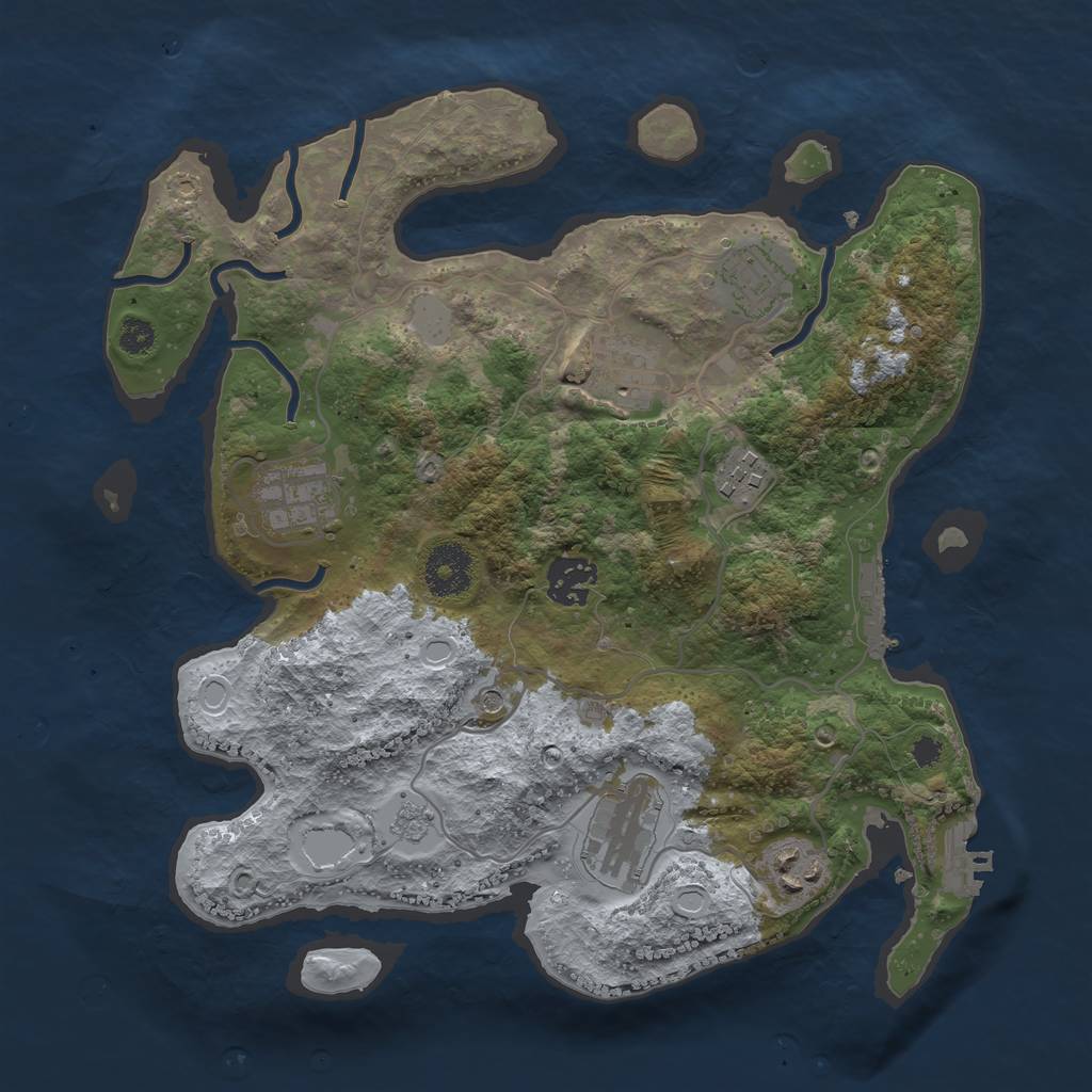 Rust Map: Procedural Map, Size: 3200, Seed: 6887563, 14 Monuments