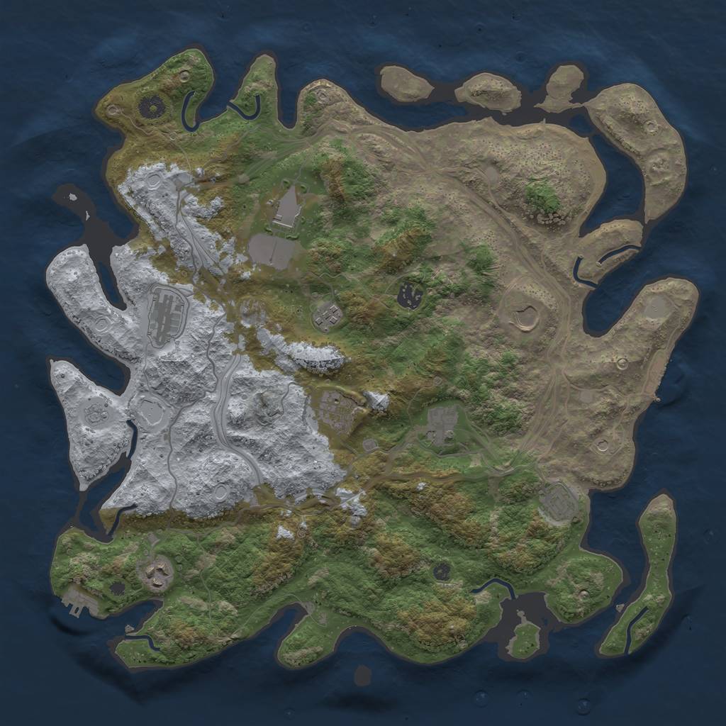 Rust Map: Procedural Map, Size: 4250, Seed: 1063432261, 16 Monuments