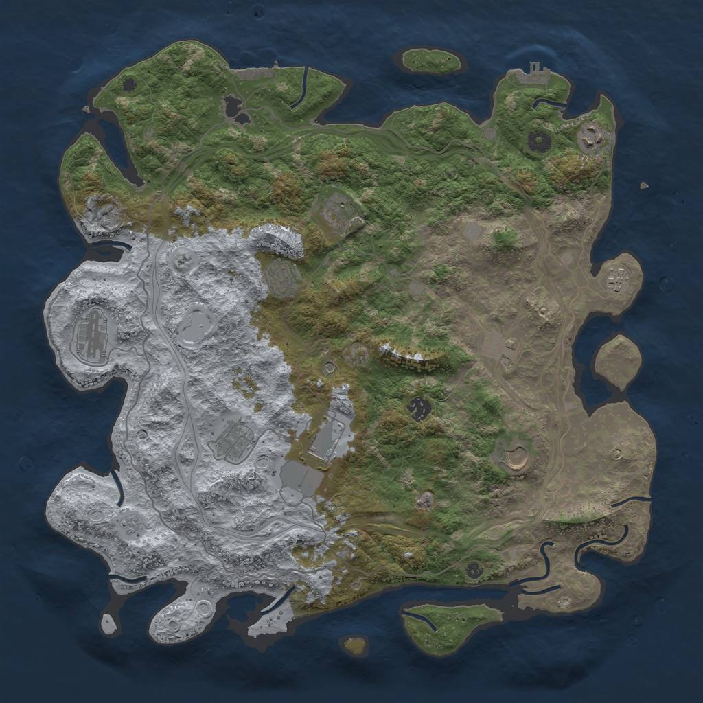 Rust Map: Procedural Map, Size: 4500, Seed: 1201752842, 17 Monuments