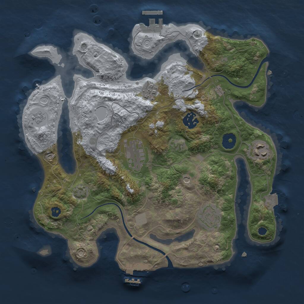 Rust Map: Procedural Map, Size: 3000, Seed: 425476933, 11 Monuments
