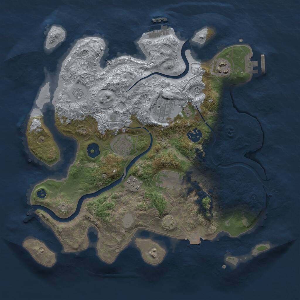 Rust Map: Procedural Map, Size: 3250, Seed: 51437669, 12 Monuments