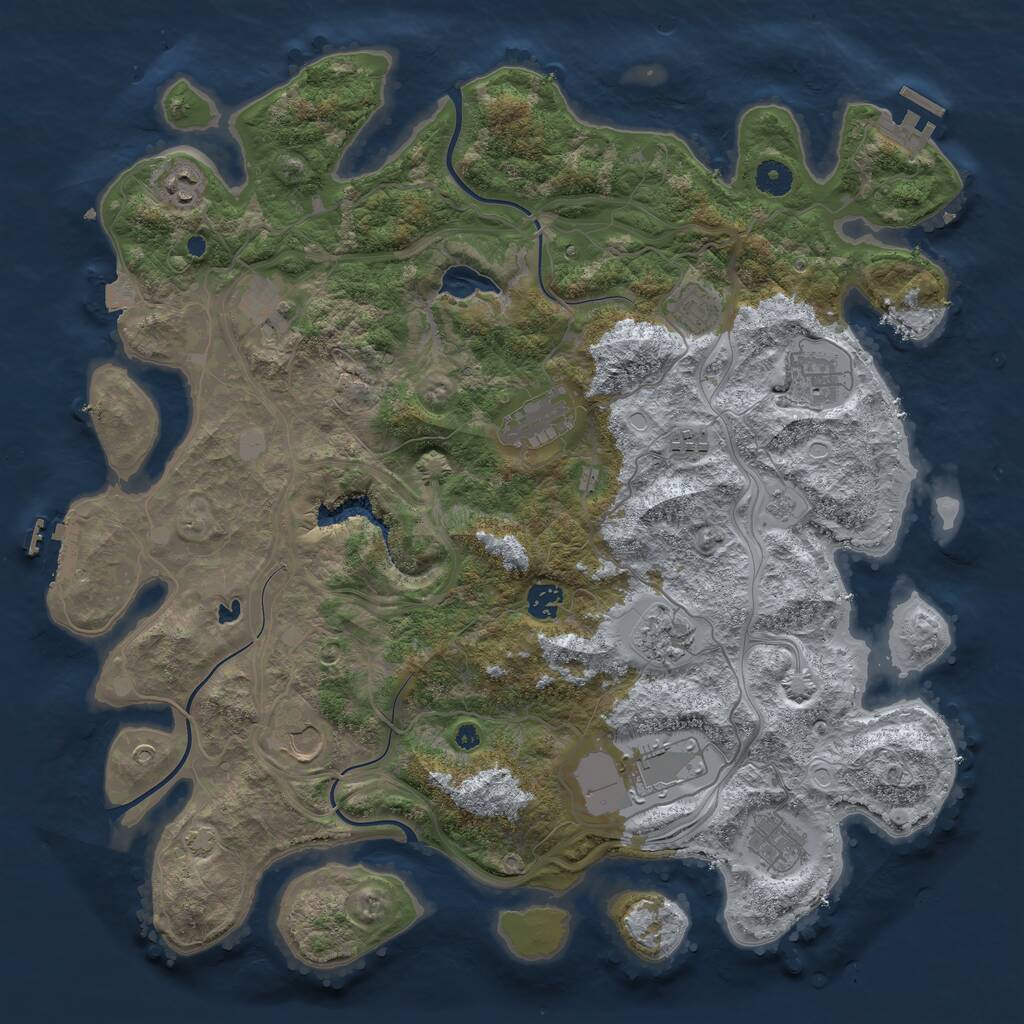 Rust Map: Procedural Map, Size: 4250, Seed: 175528641, 16 Monuments