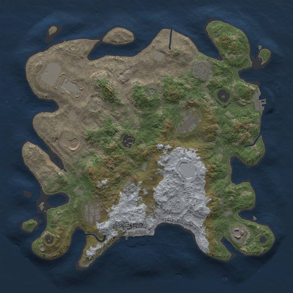 Rust Map: Procedural Map, Size: 3500, Seed: 970715577, 15 Monuments