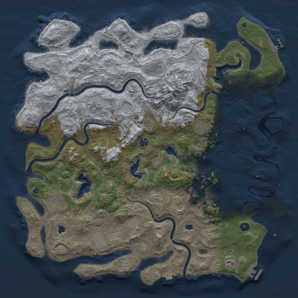 Rust Map: Procedural Map, Size: 5000, Seed: 2838474, 17 Monuments