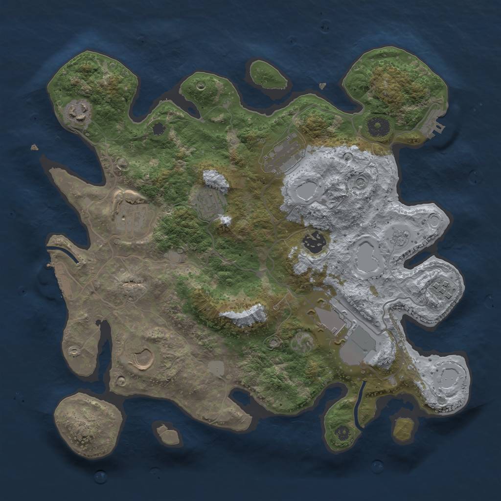 Rust Map: Procedural Map, Size: 3500, Seed: 6773645, 15 Monuments