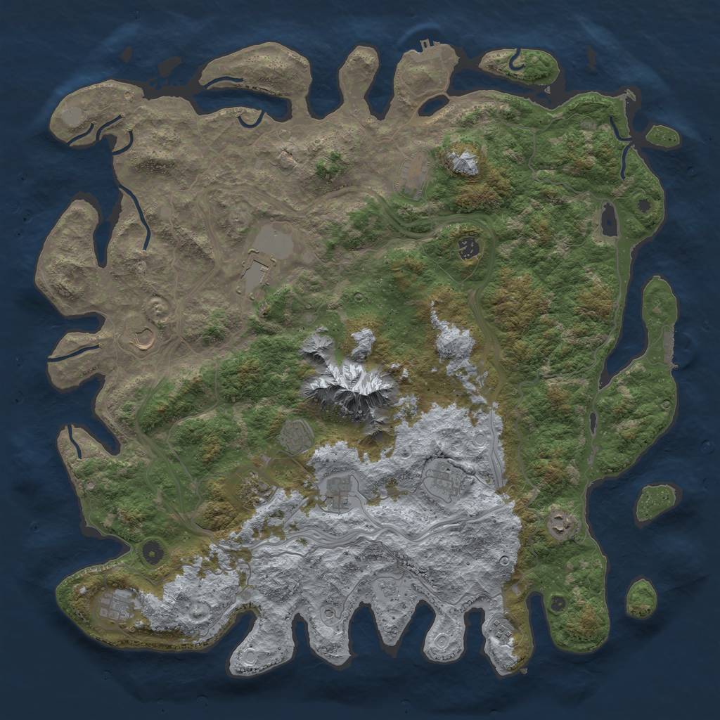 Rust Map: Procedural Map, Size: 5000, Seed: 8500, 18 Monuments