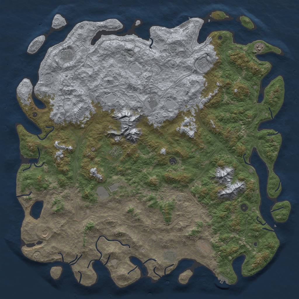 Rust Map: Procedural Map, Size: 6000, Seed: 226249835, 18 Monuments