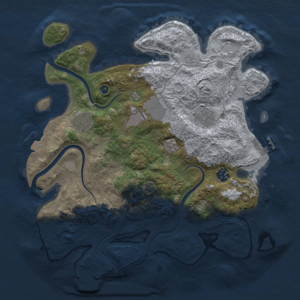 Rust Map: Procedural Map, Size: 3500, Seed: 1280543794, 11 Monuments
