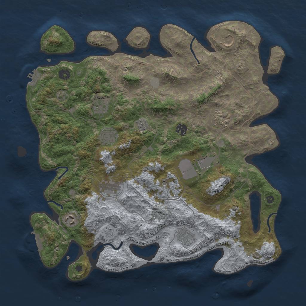 Rust Map: Procedural Map, Size: 4000, Seed: 95828, 17 Monuments