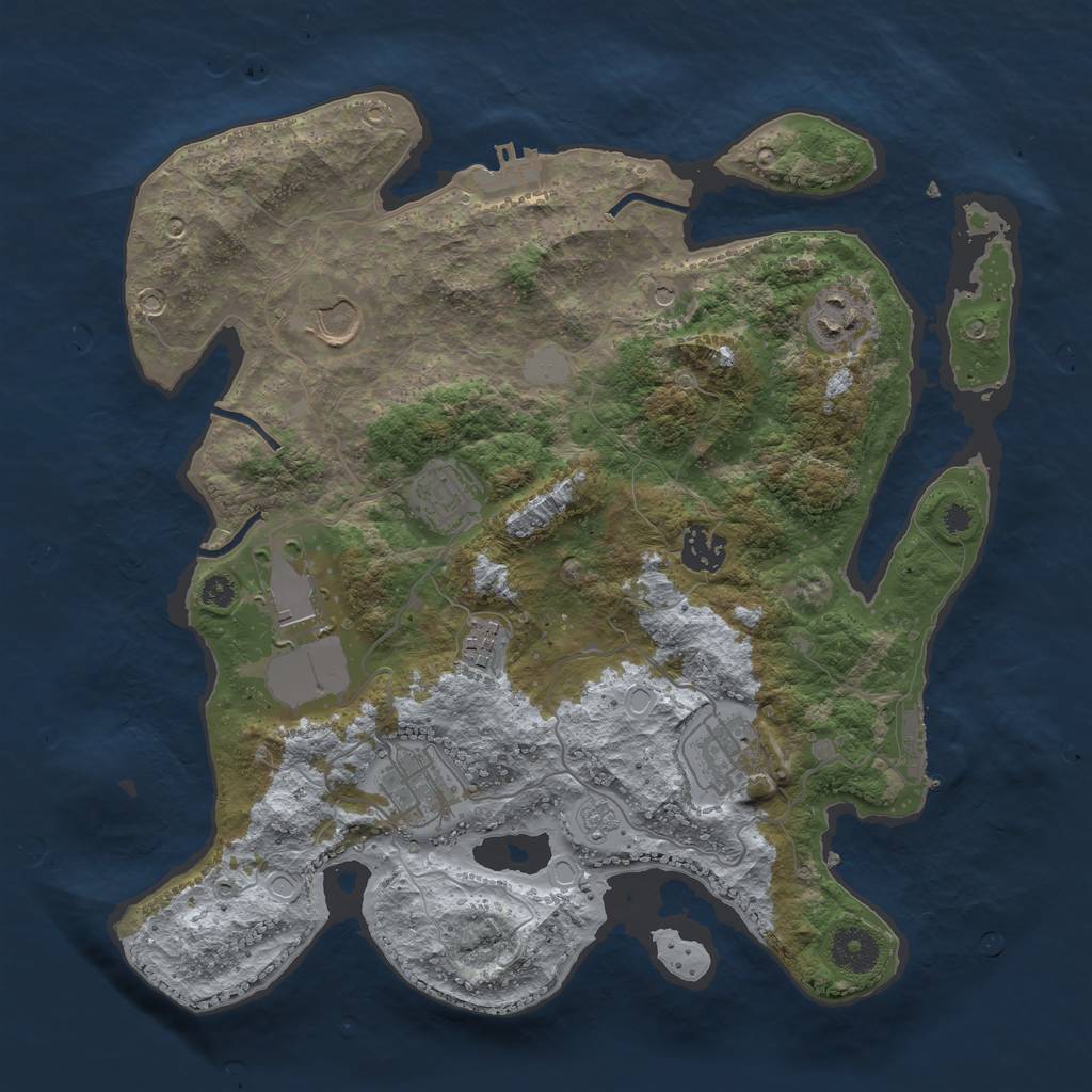 Rust Map: Procedural Map, Size: 3500, Seed: 1046146912, 15 Monuments