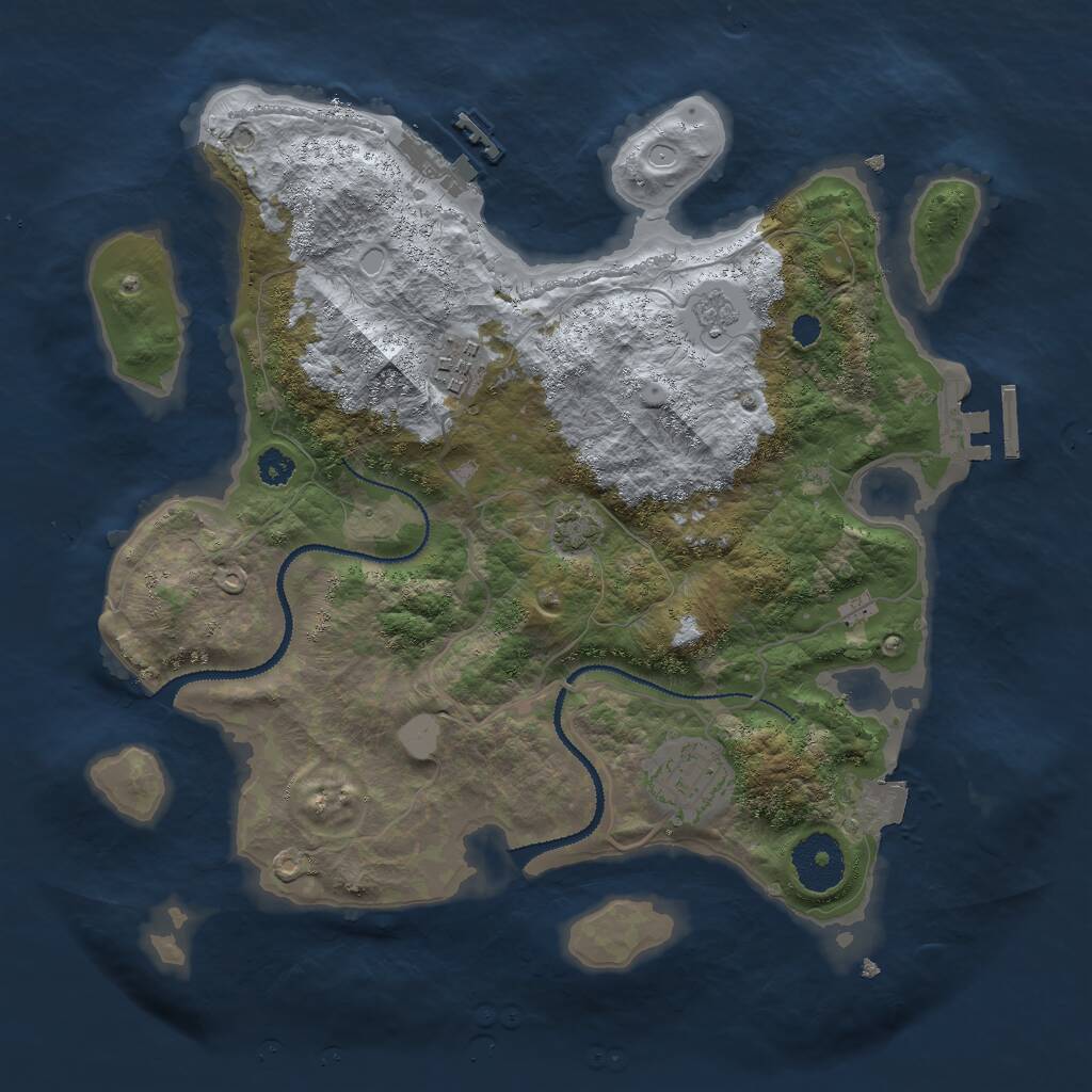 Rust Map: Procedural Map, Size: 3000, Seed: 6139913, 7 Monuments