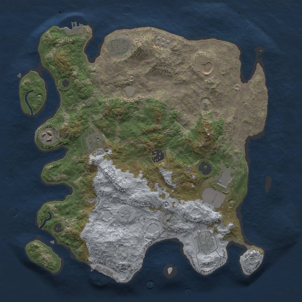 Rust Map: Procedural Map, Size: 3500, Seed: 26125, 15 Monuments