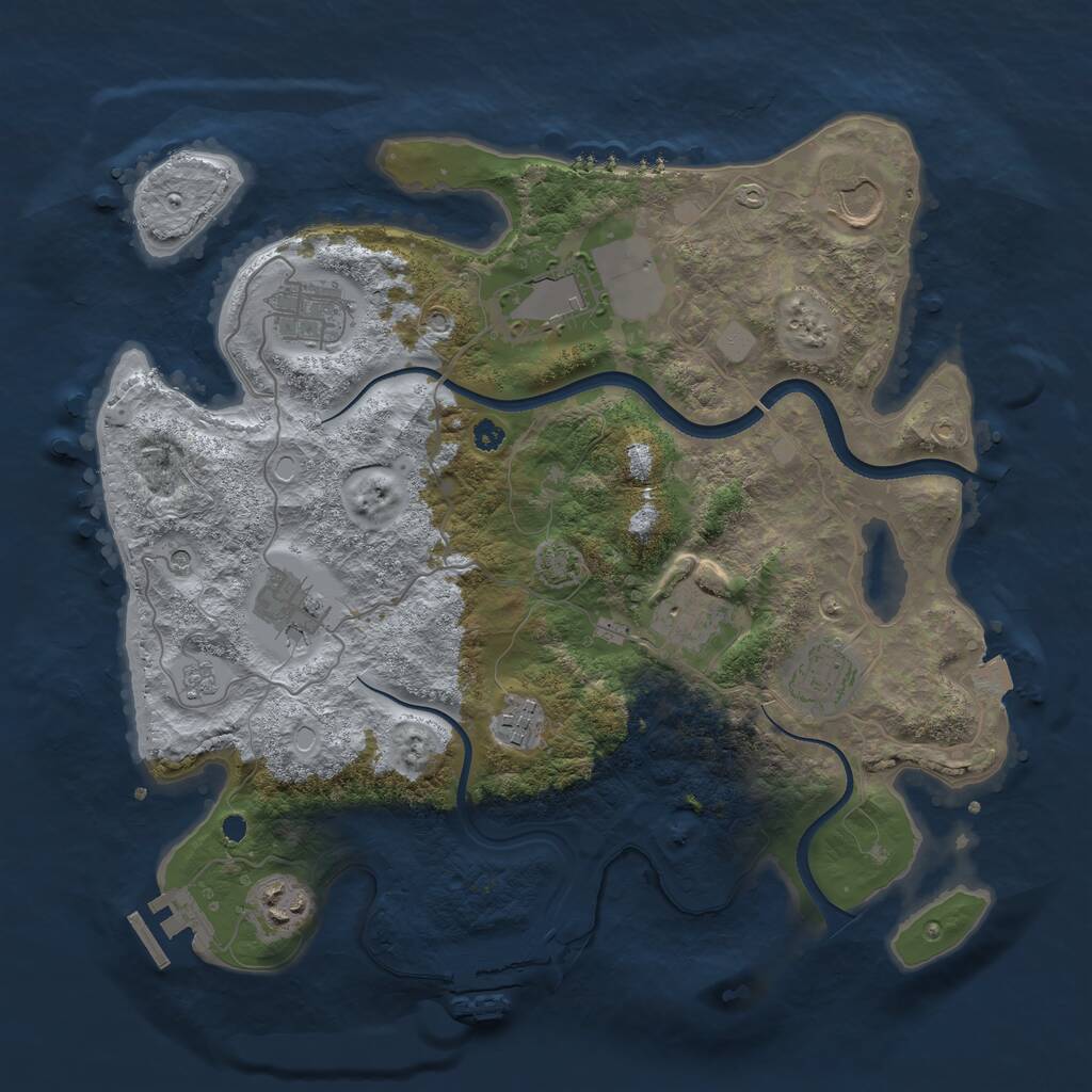 Rust Map: Procedural Map, Size: 3500, Seed: 1431395315, 14 Monuments