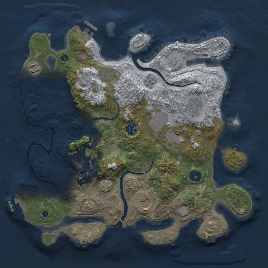 Rust Map: Procedural Map, Size: 3500, Seed: 4684767, 14 Monuments