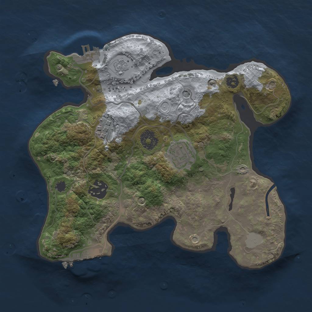 Rust Map: Procedural Map, Size: 2500, Seed: 11920, 10 Monuments