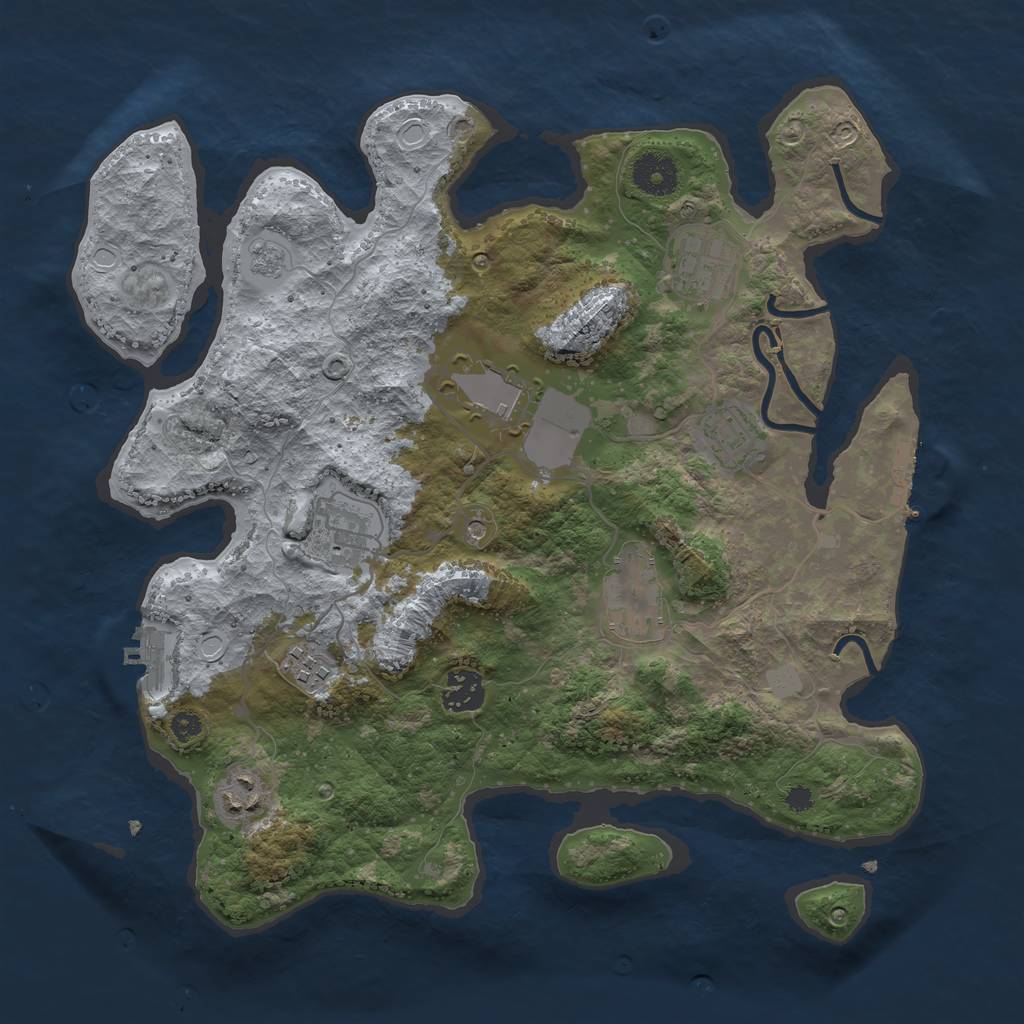 Rust Map: Procedural Map, Size: 3500, Seed: 943002, 15 Monuments