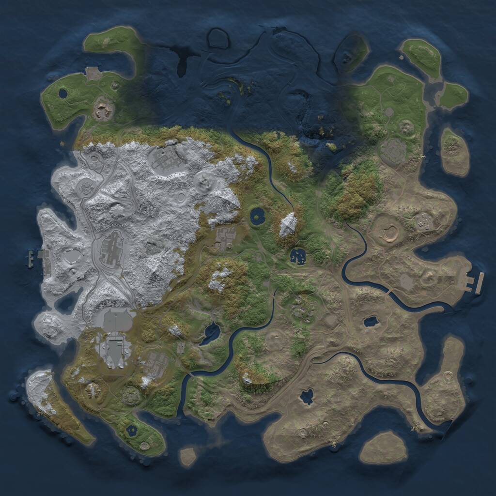 Rust Map: Procedural Map, Size: 4500, Seed: 1365064844, 17 Monuments