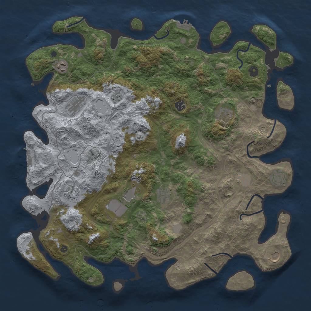 Rust Map: Procedural Map, Size: 4500, Seed: 1365064844, 18 Monuments
