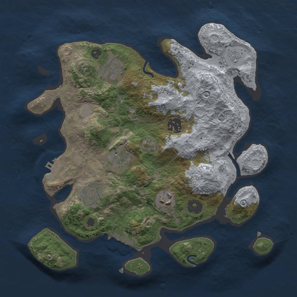 Rust Map: Procedural Map, Size: 3000, Seed: 667582, 11 Monuments