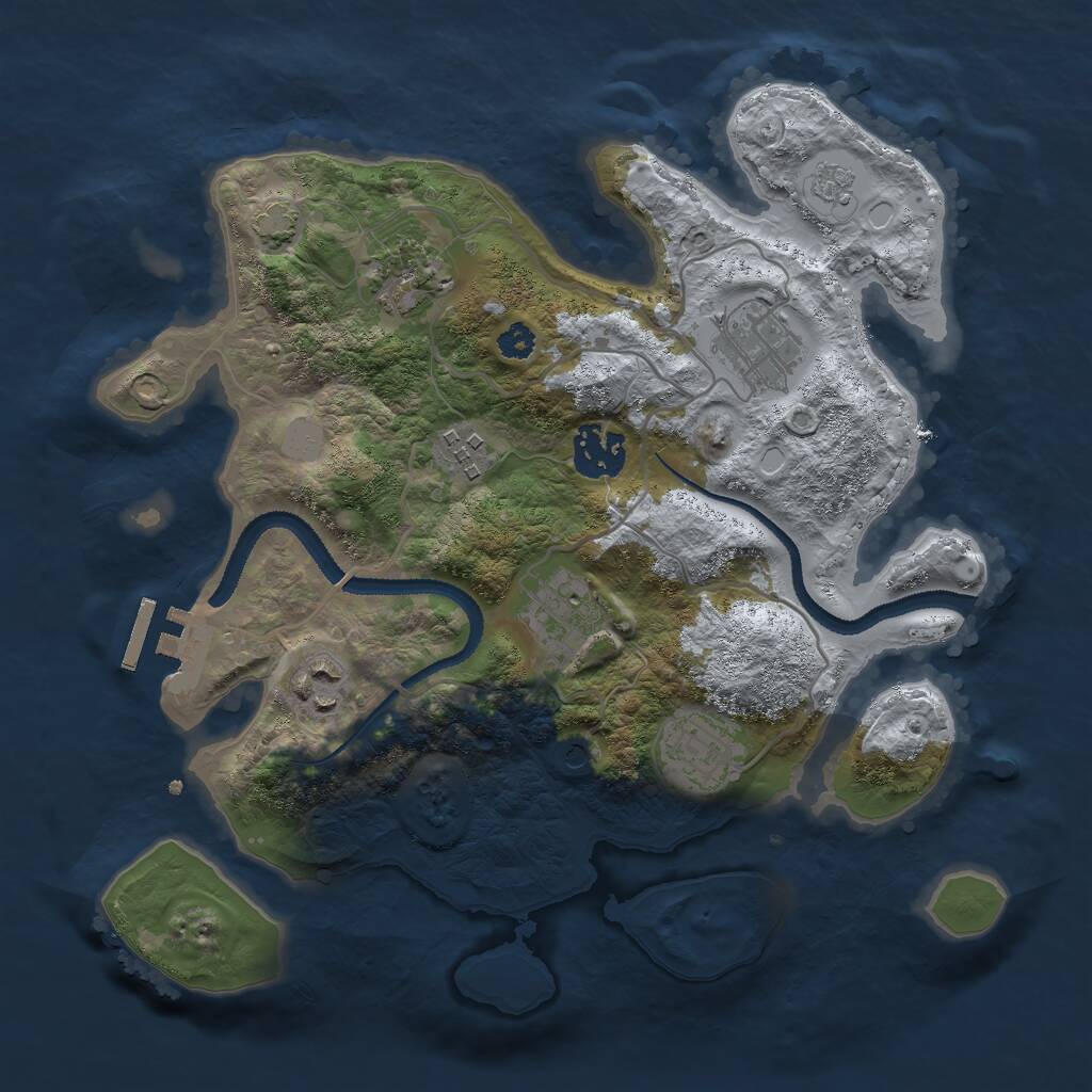 Rust Map: Procedural Map, Size: 3000, Seed: 667582, 12 Monuments