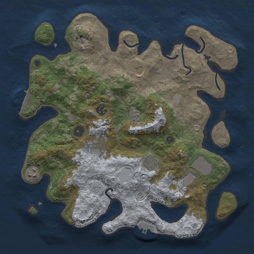 Rust Map: Procedural Map, Size: 3500, Seed: 97317327, 14 Monuments