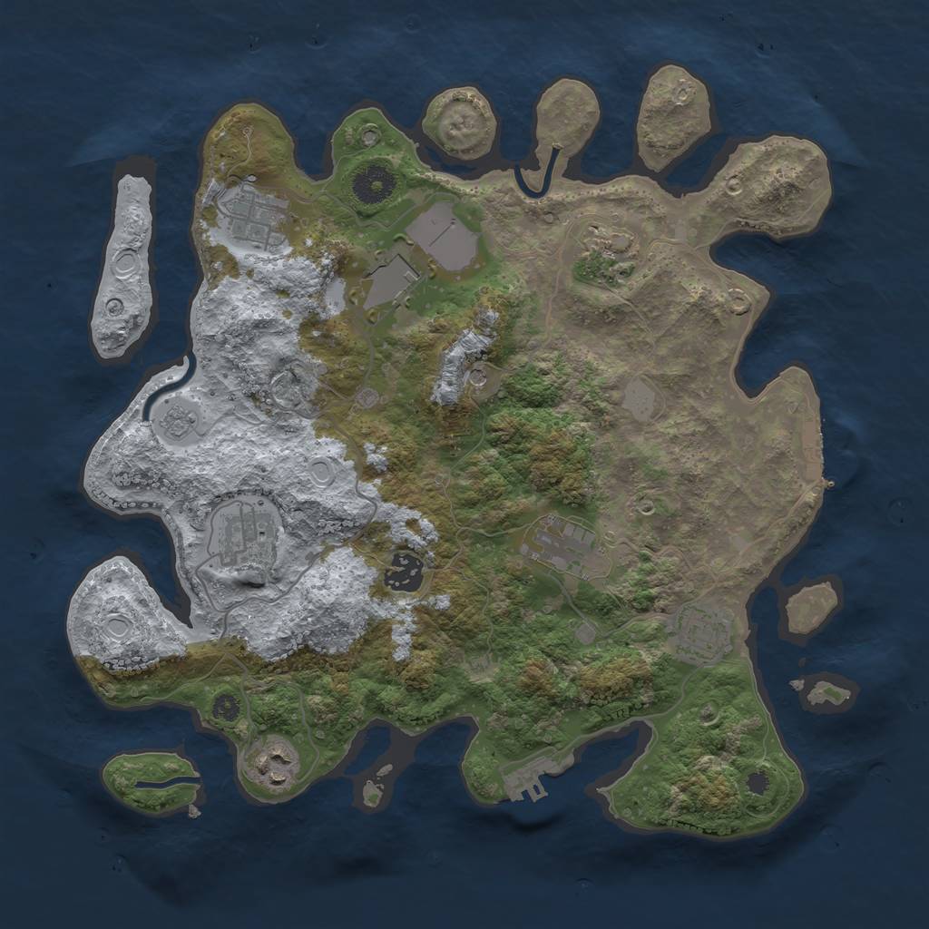 Rust Map: Procedural Map, Size: 3500, Seed: 93603795, 15 Monuments