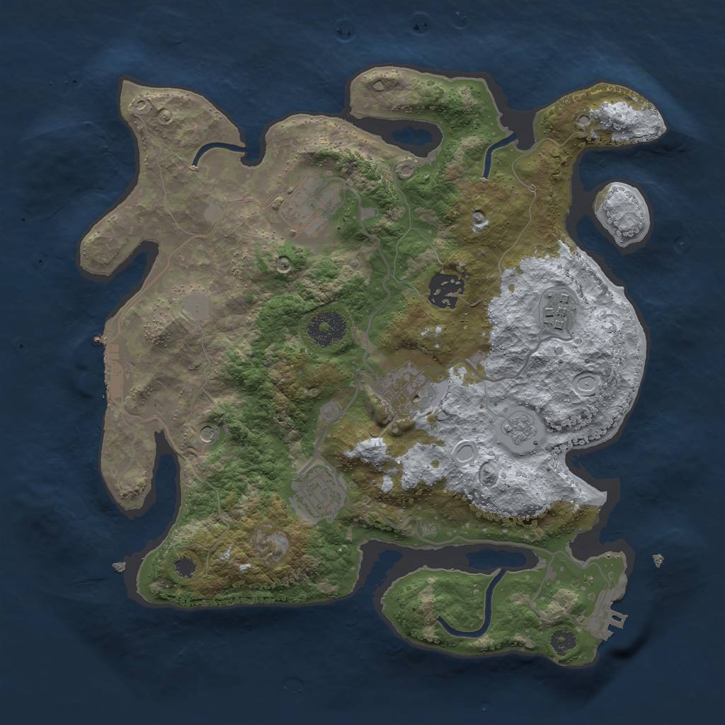Rust Map: Procedural Map, Size: 3000, Seed: 278867, 12 Monuments