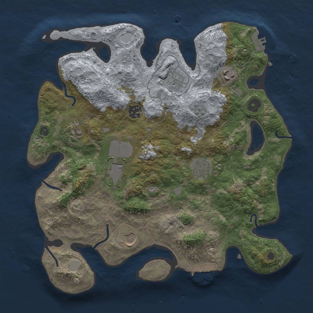 Rust Map: Procedural Map, Size: 3500, Seed: 4942559, 15 Monuments