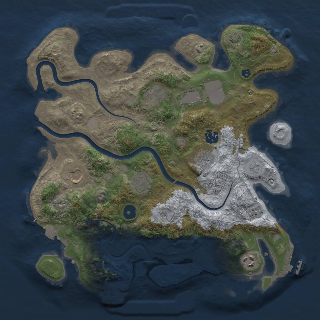 Rust Map: Procedural Map, Size: 3500, Seed: 77853840, 14 Monuments