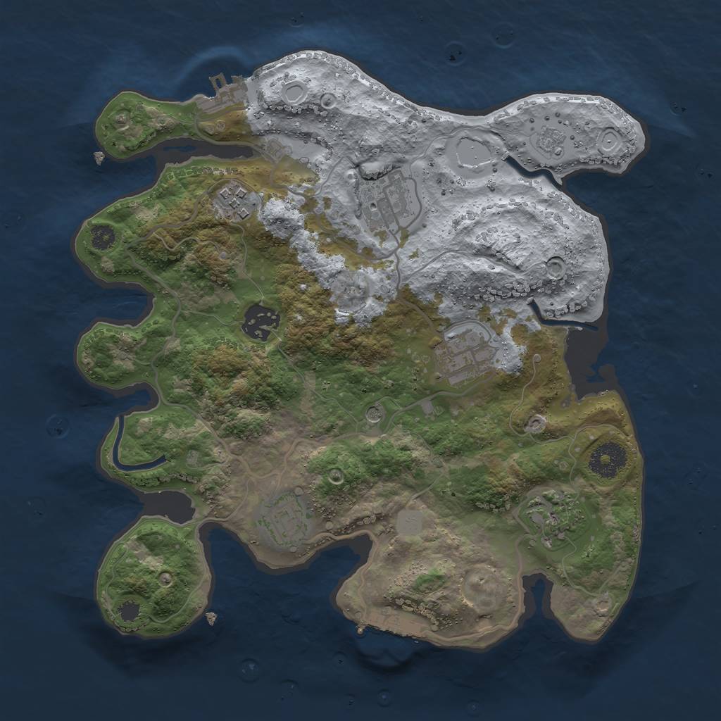 Rust Map: Procedural Map, Size: 3000, Seed: 172049, 13 Monuments