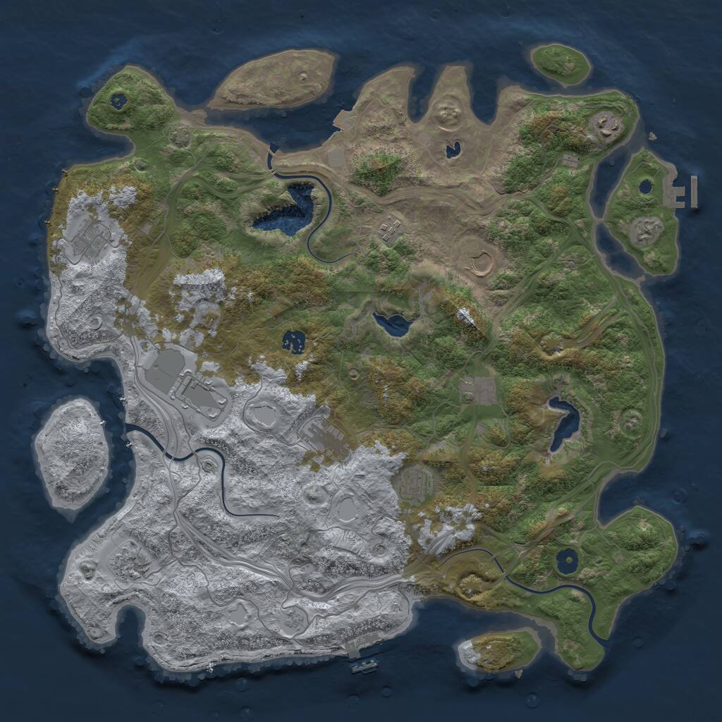 Rust Map: Procedural Map, Size: 4500, Seed: 151652, 16 Monuments